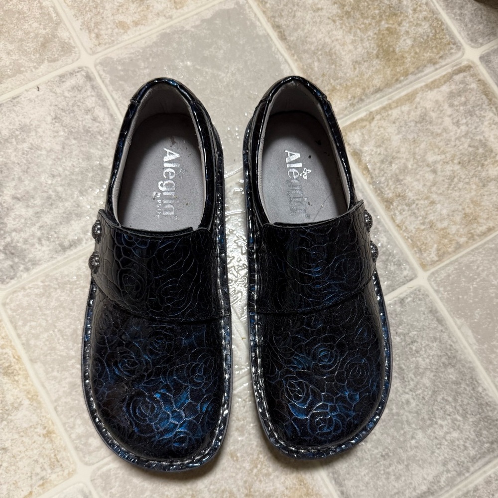 Alegria Women’s Blue Leather Weadge Loafers